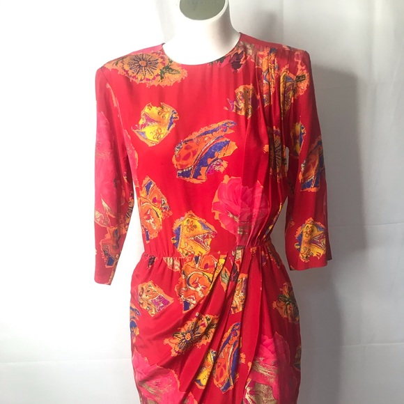 Vintage Louis Féraud silk dress size 6 Germany - Picture 4 of 15